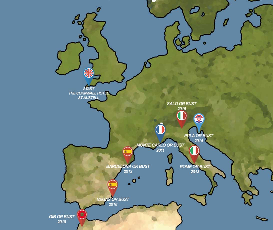 Banger Rally destinations over the years